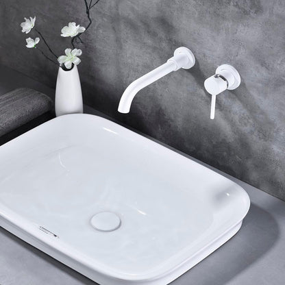 Single Lever Handle Wall Mounted Bathroom Faucet - White_2