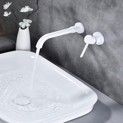 Single Lever Handle Wall Mounted Bathroom Faucet - White_4