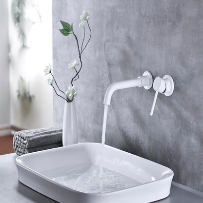 Single Lever Handle Wall Mounted Bathroom Faucet - White_5