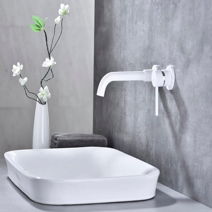 Single Lever Handle Wall Mounted Bathroom Faucet - White_6