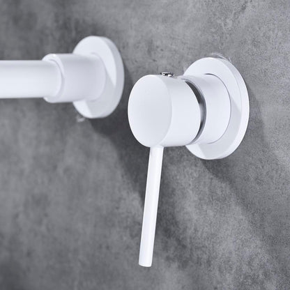 Single Lever Handle Wall Mounted Bathroom Faucet - White_7