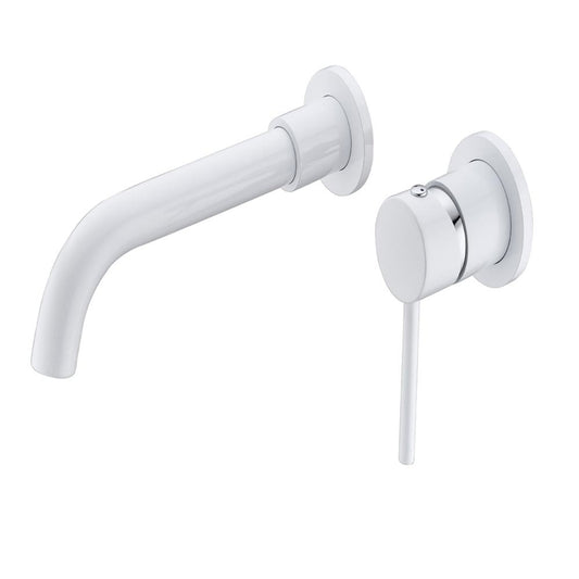 Single Lever Handle Wall Mounted Bathroom Faucet - White_0
