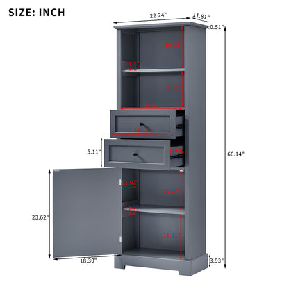 Tall Bathroom Storage Cabinet - Grey_9