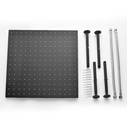 High Pressure Rain Shower Head with Self-Clean Nozzles - Black_1