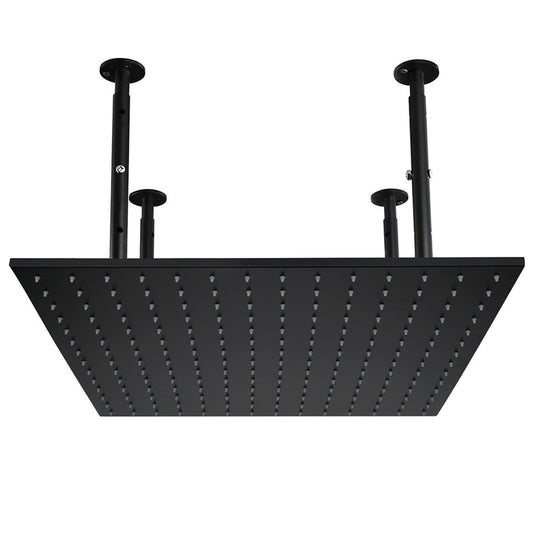 High Pressure Rain Shower Head with Self-Clean Nozzles - Black_0