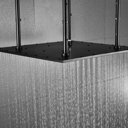 High Pressure Rain Shower Head with Self-Clean Nozzles - Black_2