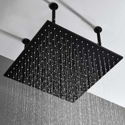 High Pressure Rain Shower Head with Self-Clean Nozzles - Black_3