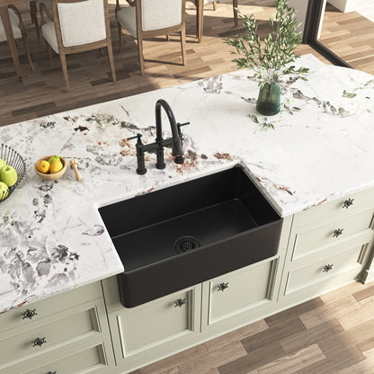 White Farmhouse Kitchen Sink Single Undermount Apron Sink Deep_2