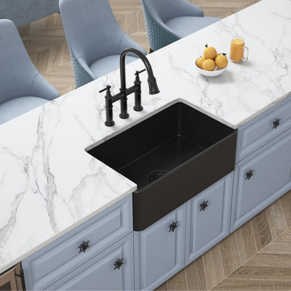 White Farmhouse Kitchen Sink Single Undermount Apron Sink Deep_5