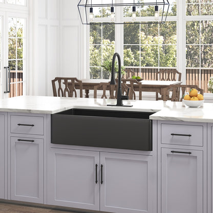 White Farmhouse Kitchen Sink Single Undermount Apron Sink Deep_1