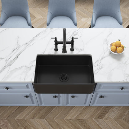 White Farmhouse Kitchen Sink Single Undermount Apron Sink Deep_7