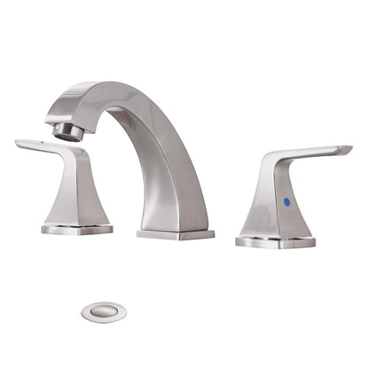Widespread 2 Handles Bathroom Faucet with Pop Up Sink Drain - Brushed Nickle_0