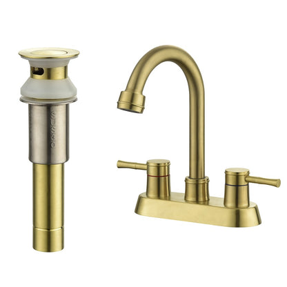 Brushed Gold 4" 2-Handle Centerset Bathroom Faucet_1