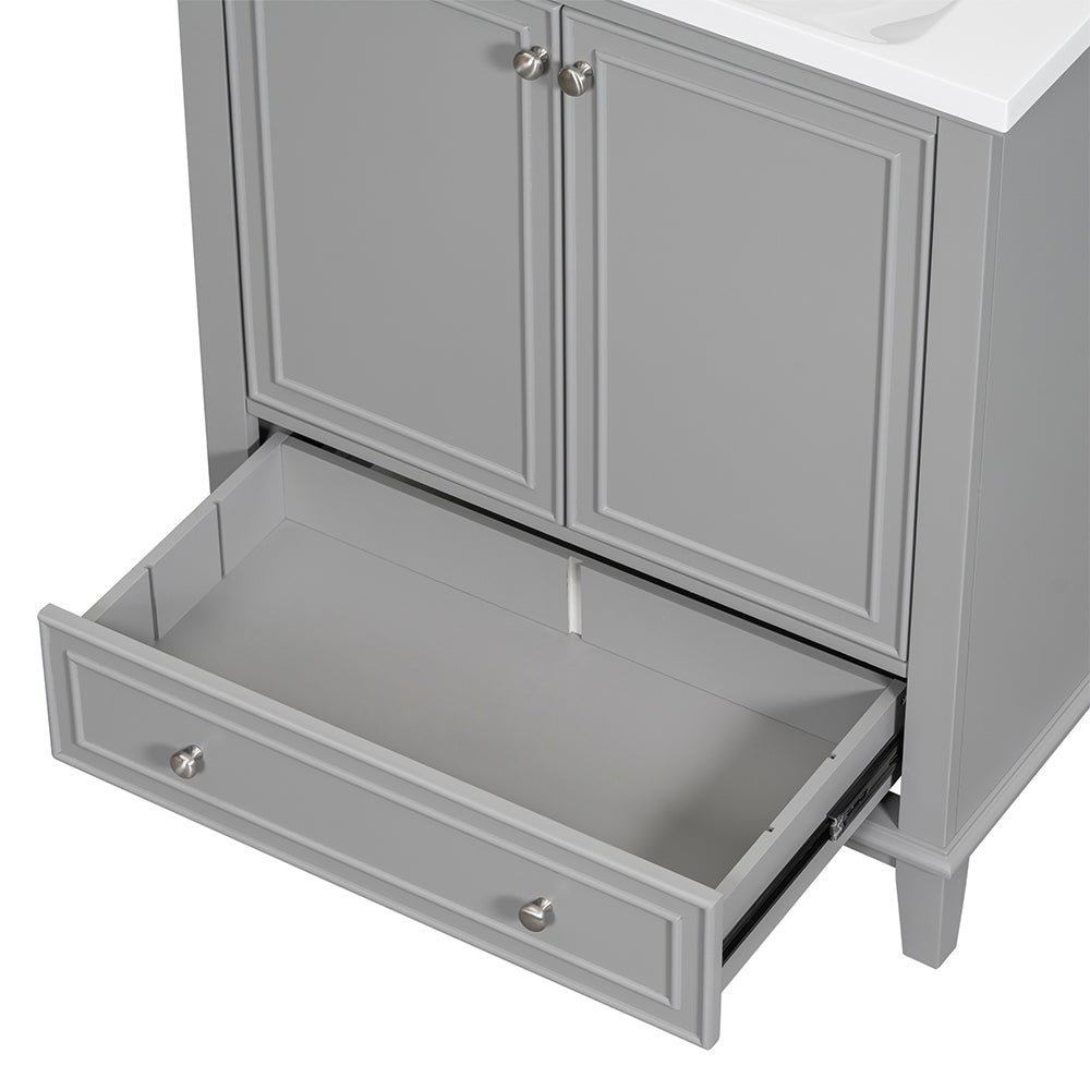 Bathroom Vanity Base, Multi-functional Cabinet - Grey_8