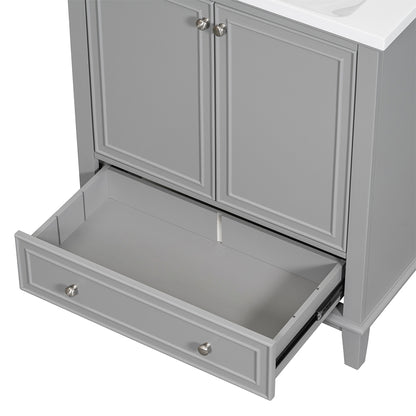 Bathroom Vanity Base, Multi-functional Cabinet - Grey_8