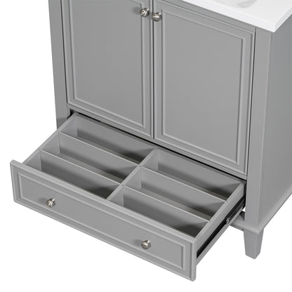 Bathroom Vanity Base, Multi-functional Cabinet - Grey_2