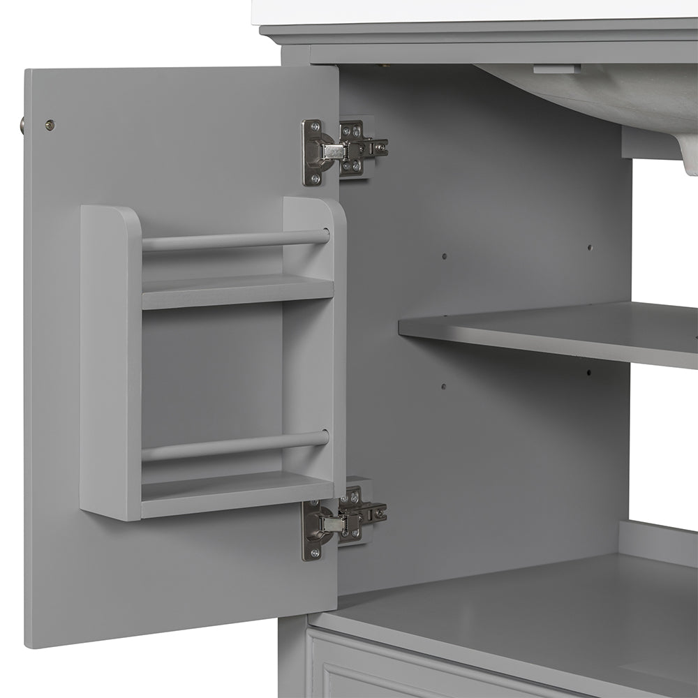 Bathroom Vanity Base, Multi-functional Cabinet - Grey_6