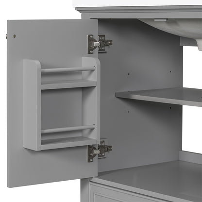 Bathroom Vanity Base, Multi-functional Cabinet - Grey_6