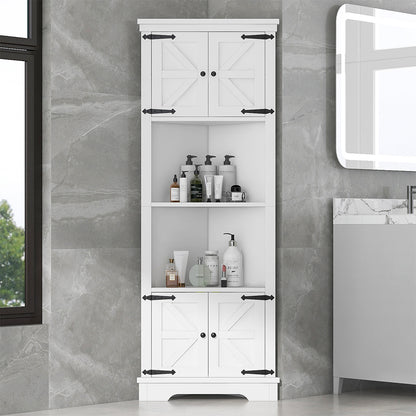 Tall Corner Bathroom Cabinet - White_1