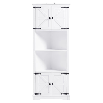Tall Corner Bathroom Cabinet - White_0