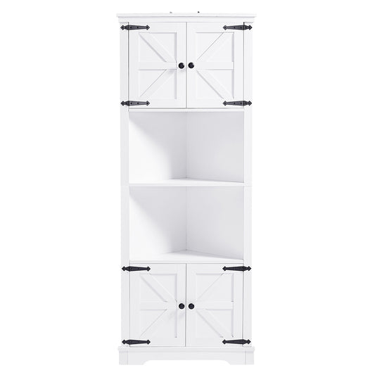 Tall Corner Bathroom Cabinet - White_0