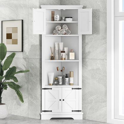 Tall Corner Bathroom Cabinet - White_2