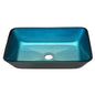 Handmade Turquoise Glass Rectangular Vessel Bathroom Sink Set_0