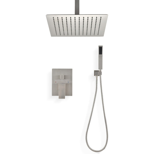 Ceiling Mounted Shower System with Handheld 12in Head_0