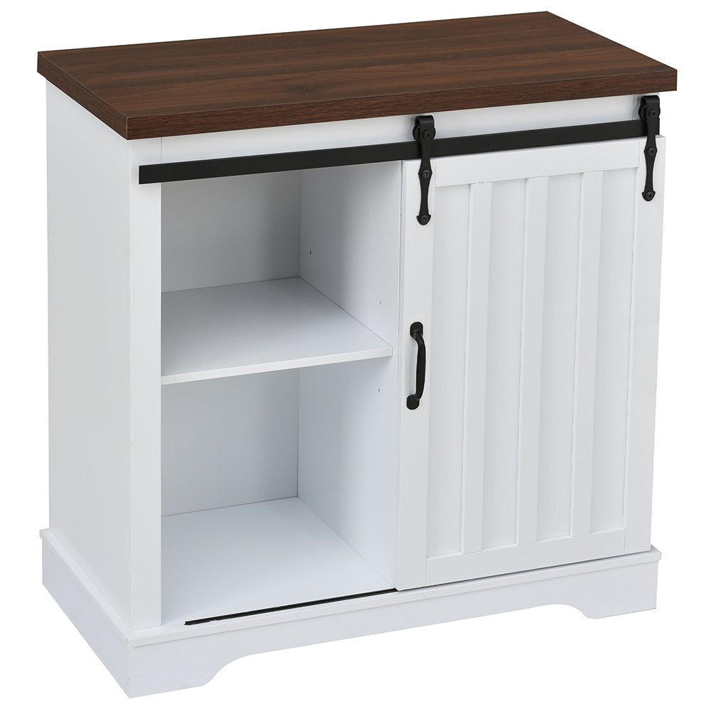 Bathroom Storage Cabinet with Sliding Barn Door - White_4