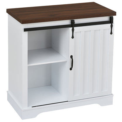 Bathroom Storage Cabinet with Sliding Barn Door - White_4