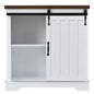 Bathroom Storage Cabinet with Sliding Barn Door - White_0