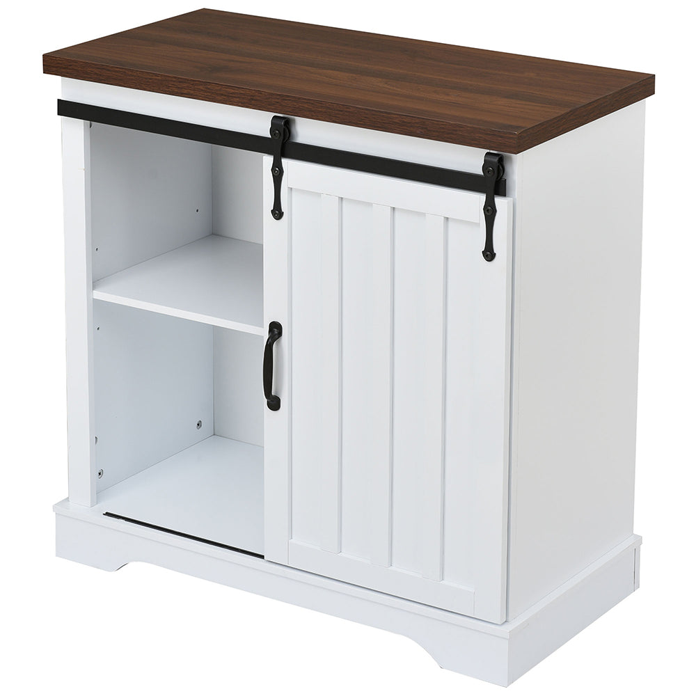 Bathroom Storage Cabinet with Sliding Barn Door - White_7