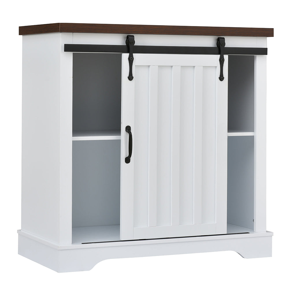 Bathroom Storage Cabinet with Sliding Barn Door - White_6