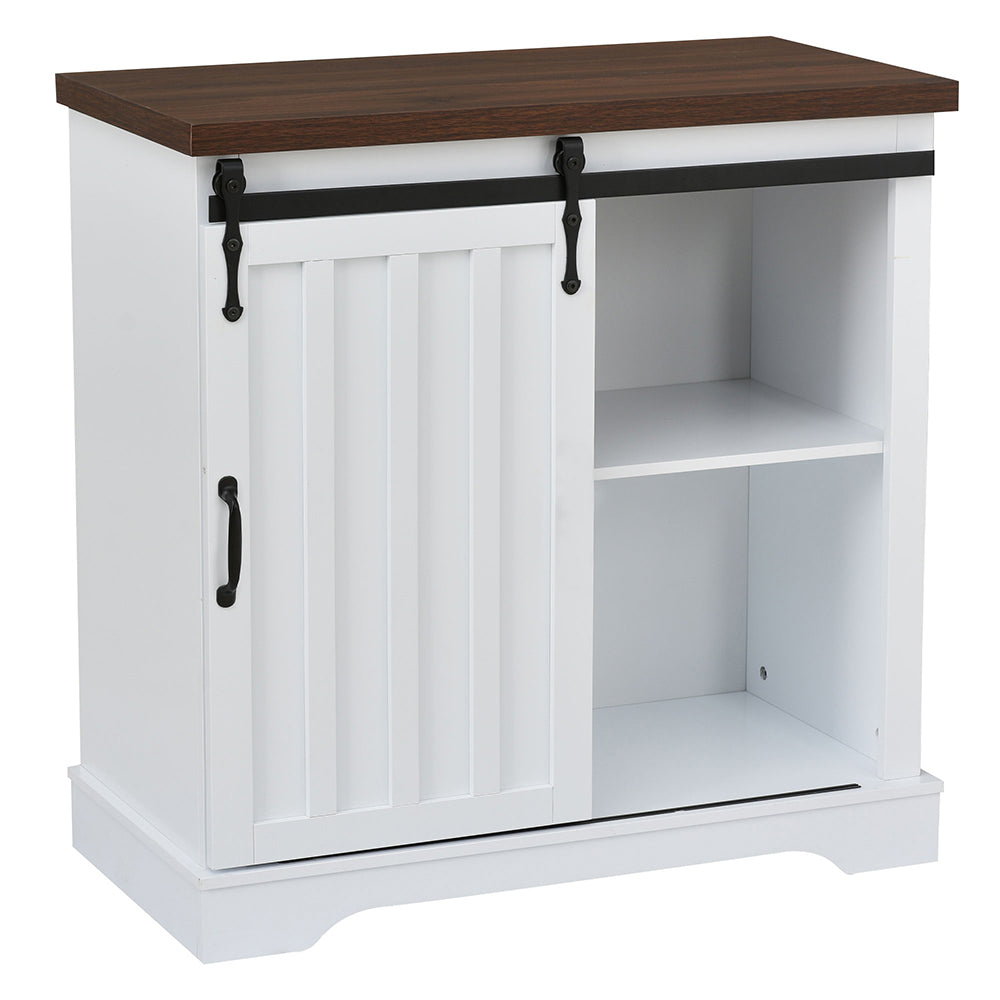 Bathroom Storage Cabinet with Sliding Barn Door - White_3