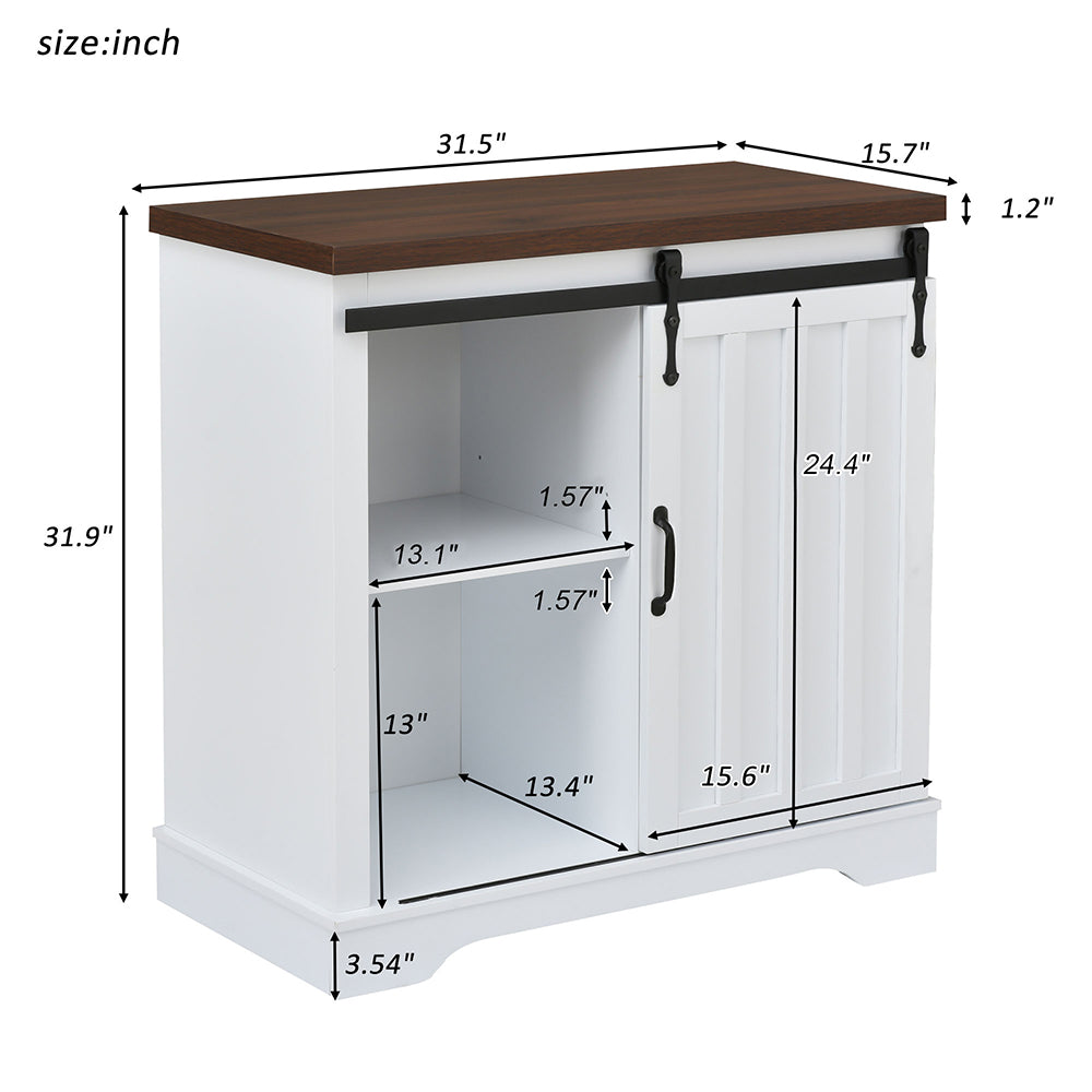 Bathroom Storage Cabinet with Sliding Barn Door - White_10