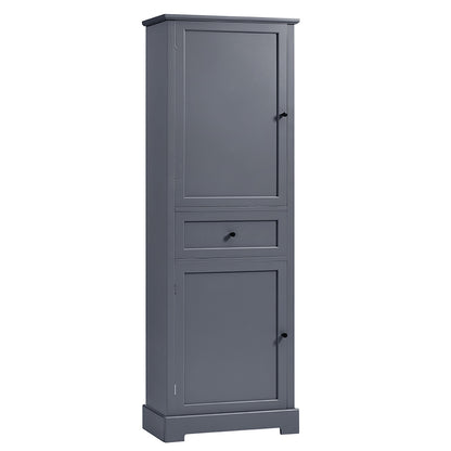 Tall Bathroom Cabinet with Adjustable Shelf and Drawer - Grey_3