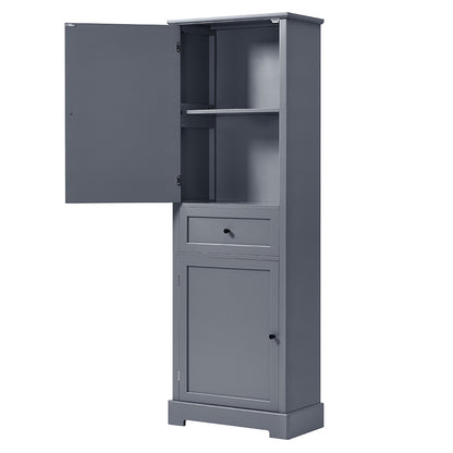 Tall Bathroom Cabinet with Adjustable Shelf and Drawer - Grey_7