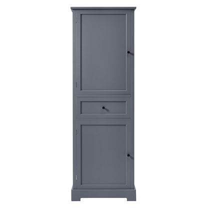 Tall Bathroom Cabinet with Adjustable Shelf and Drawer - Grey_0