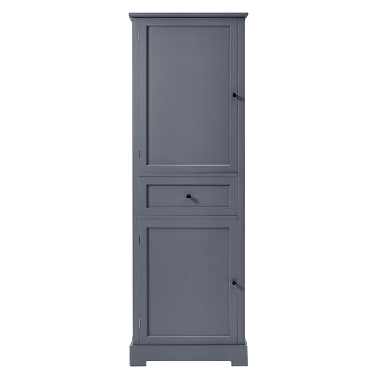 Tall Bathroom Cabinet with Adjustable Shelf and Drawer - Grey_0