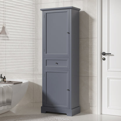 Tall Bathroom Cabinet with Adjustable Shelf and Drawer - Grey_2