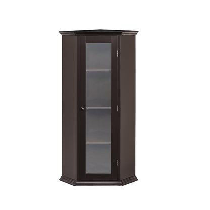 Corner Cabinet with Glass Door - Brown_0