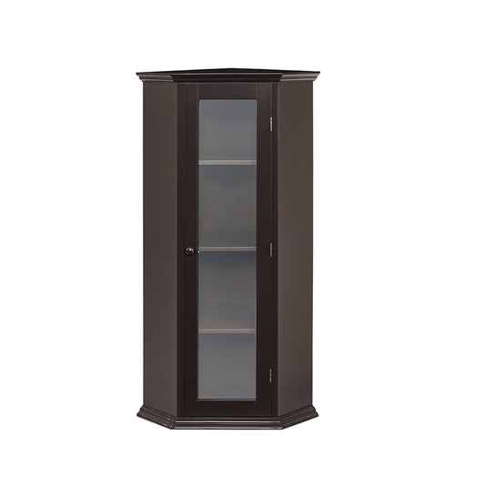 Corner Cabinet with Glass Door - Brown_0