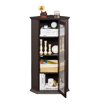 Corner Cabinet with Glass Door - Brown_3