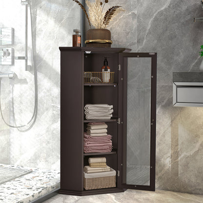 Corner Cabinet with Glass Door - Brown_2