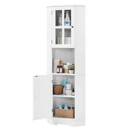 Tall Corner Cabinet with Glass Door and Adjustable Shelf - White_5