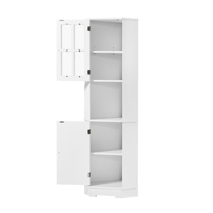 Tall Corner Cabinet with Glass Door and Adjustable Shelf - White_8