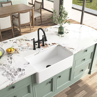 White Farmhouse Kitchen Sink Single Undermount Apron Sink_4