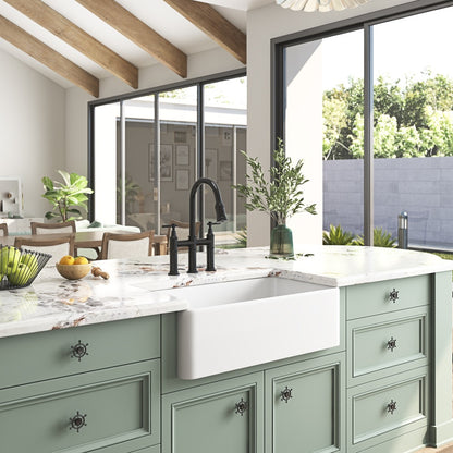 White Farmhouse Kitchen Sink Single Undermount Apron Sink_7
