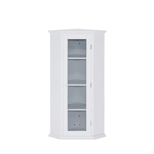 Corner Cabinet with Glass Door - White_0