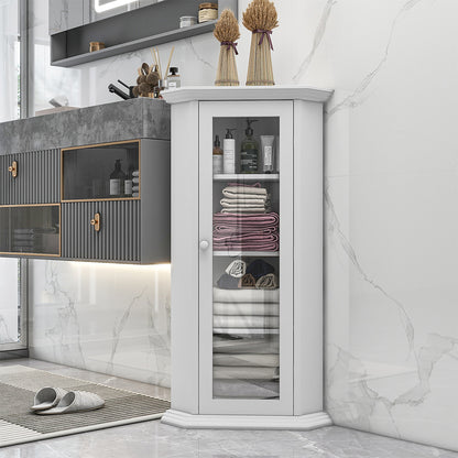 Corner Cabinet with Glass Door - White_1